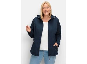 4063136953202 - Große Größen Softshelljacke mit Kapuze in Longform marine Gr44