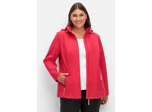 4063136953271 - Große Größen Softshelljacke mit Kapuze in Longform rot Gr40