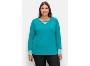 4063136954636 - Große Größen Shirt mit Streifendetails im Layerlook petrol Gr44 4063136954636 - Große Größen Shirt mit Streifendetails im Layerlook petrol Gr44