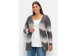 4063136955183 - Große Größen Verschlusslose Longstrickjacke mit Farbverlauf grau-rosé Gr46