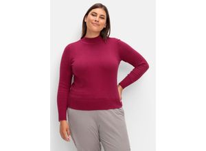 4063136955565 - Große Größen Pullover aus Feinstrick mit Stehkragen weinrot Gr50