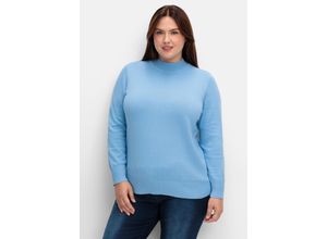 4063136955619 - Große Größen Pullover aus Feinstrick mit Stehkragen himmelblau Gr42