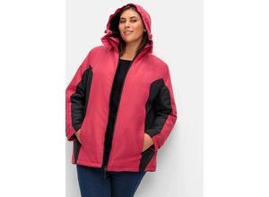 4063136956883 - Große Größen Funktions-Winterjacke mit Kontrastdetails rot-schwarz Gr46