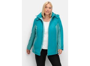 4063136956951 - Große Größen Funktions-Winterjacke mit Kontrastdetails türkis-blau Gr42