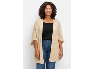 4063136958665 - Große Größen Strickjacke in offener Form mit verkürztem Ärmel sand Gr1