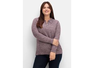 4063136958733 - Große Größen Pullover mit Polokragen in melierter Optik bordeaux meliert Gr42