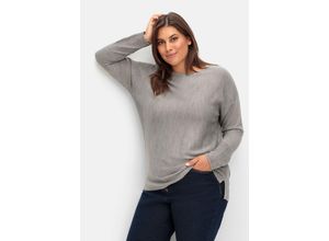 4063136959211 - Große Größen Pullover mit Rundhalsausschnitt und Ripp-Details grau Gr42