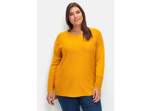 4063136959396 - Große Größen Pullover mit Rundhalsausschnitt und Ripp-Details curry Gr42