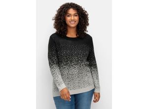 4063136960385 - Große Größen Pullover im Jacquardstrick mit Farbverlauf schwarz gemustert Gr42