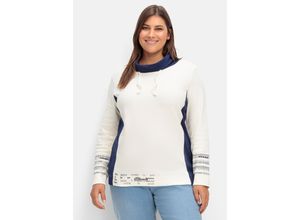 4063136961894 - Große Größen Sweatshirt mit weitem Rollkragen und Kontrastdetails champagner-marine Gr40