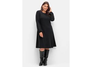 4063136961986 - Große Größen Kleid aus Interlock mit ausgestelltem Rock schwarz Gr40