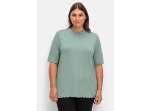 4063136963157 - Große Größen Shirt mit Stehkragen und Wellensaumkanten jade Gr40 4063136963157 - Große Größen Shirt mit Stehkragen und Wellensaumkanten jade Gr40