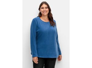 4063136965328 - Große Größen Fleeceshirt mit abgerundetem Saum jeansblau Gr42