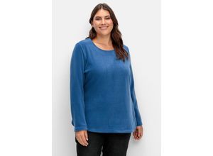 4063136965366 - Große Größen Fleeceshirt mit abgerundetem Saum jeansblau Gr50