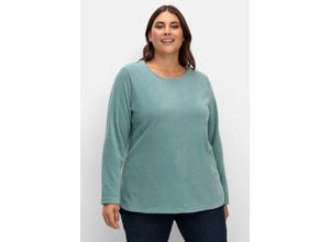 4063136965434 - Große Größen Fleeceshirt mit abgerundetem Saum jade Gr46