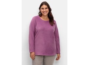 4063136965557 - Große Größen Fleeceshirt mit abgerundetem Saum violett Gr52