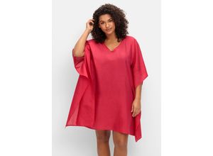 4063137000127 - Große Größen Strandtunika im Poncho-Schnitt leicht transparent magenta Gr40 42