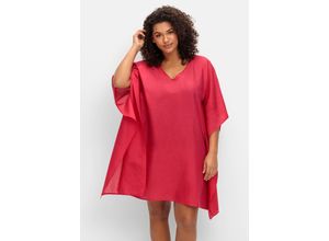 4063137000141 - Große Größen Strandtunika im Poncho-Schnitt leicht transparent magenta Gr48 50