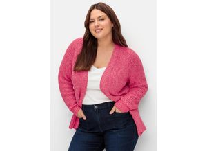 4063137001049 - Große Größen Strickjacke im Patentstrick offene Form pink Gr40 42