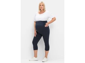 4063137001384 - Große Größen Umstands-Leggings in Caprilänge mit Überbauchbund tiefblau Gr42