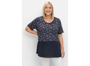 4063137001506 - Große Größen Stillshirt in Lagenoptik aus Viskosejersey tiefblau Gr56 58