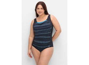 4063137001780 - Große Größen Badeanzug mit Ethnoprint und Shape-Effekt tiefblau gemustert Gr58B