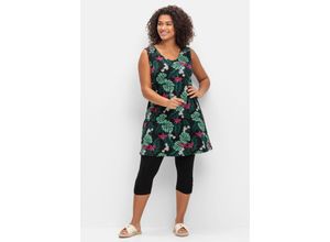 4063137004361 - Große Größen Strandset aus Longtop und 3 4-Leggings schwarz gemustert Gr56