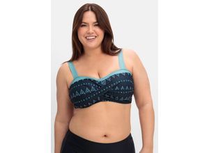 4063137009748 - Große Größen Bikini-Oberteil in Wickeloptik ohne Bügel tiefblau bedruckt Gr46C 4063137009748 - Große Größen Bikini-Oberteil in Wickeloptik ohne Bügel tiefblau bedruckt Gr46C