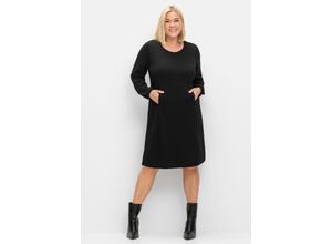 4063137011017 - Große Größen Shirtkleid in schwerer Qualität mit Raffung hinten schwarz Gr44