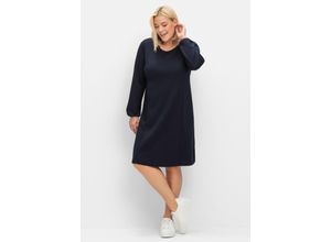 4063137011116 - Große Größen Shirtkleid in schwerer Qualität mit Raffung hinten tiefblau Gr44