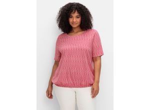 4063137014254 - Große Größen Shirt mit Minimal-Alloverdruck und Gummizugbund magenta gemustert Gr48 50