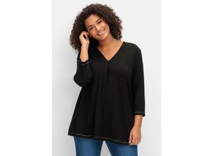 4063137014285 - Große Größen 3 4-Arm-Shirt in leichter A-Linie mit TENCEL™ Lyocell schwarz Gr40 42