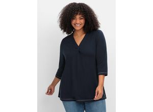 4063137014384 - Große Größen 3 4-Arm-Shirt in leichter A-Linie mit TENCEL™ Lyocell tiefblau Gr40 42