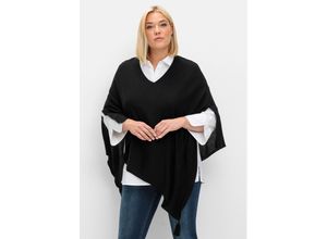 4063137016395 - Große Größen Poncho aus leichtem Feinstrick in Zipfelform schwarz Gr1