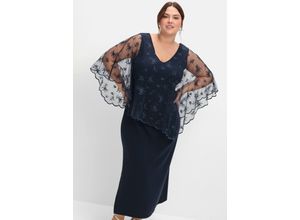 4063137016784 - Große Größen Abendkleid im Lagenlook mit Mesh und Spitze nachtblau Gr40