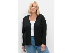 4063137020934 - Große Größen Gerippte Shirtjacke mit 1-Knopf-Verschluss schwarz Gr40 42