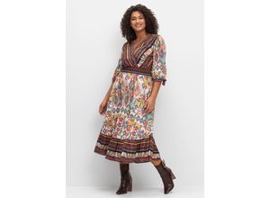 4063137021023 - Große Größen Maxikleid im Boho-Stil mit Bordürendruck offwhite gemustert Gr48