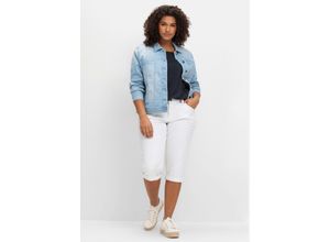 4063137021863 - Große Größen Schmale Caprijeans mit Used-Effekten white Denim Gr44