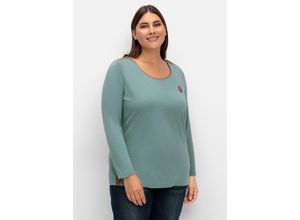 4063137023638 - Große Größen Langarmshirt mit Kontrastpaspeln jade Gr40