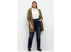 4063137025663 - Große Größen Gerade Jeans mit breitem 2-Knopf-Bund dark blue Denim Gr46