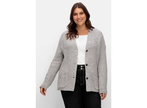 4063137027100 - Große Größen Grobstrickjacke mit Stehkragen und Taschen steingrau meliert Gr50 4063137027100 - Große Größen Grobstrickjacke mit Stehkragen und Taschen steingrau meliert Gr50