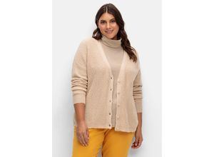 4063137027216 - Große Größen Strickjacke in grober Rippstrick-Optik beigefarben Gr52 4063137027216 - Große Größen Strickjacke in grober Rippstrick-Optik beigefarben Gr52