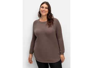 4063137027841 - Große Größen Pullover im Strukturstrick mit Zierknöpfen seitlich dunkeltaupe Gr50