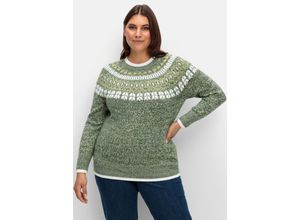 4063137028282 - Große Größen Norwegerpullover in melierter Optik lindgrün Gr46