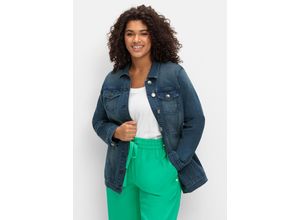 4063137030520 - Große Größen Jeansjacke in taillierter Form mit Brusttaschen blue Denim Gr46