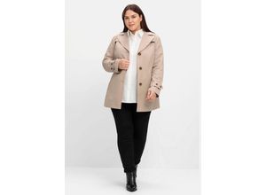 4063137030742 - Große Größen Kurzer Trenchcoat mit Gürtel wasserabweisend softtaupe Gr50