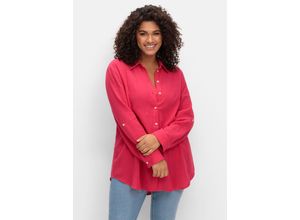 4063137031633 - Große Größen Musselin-Bluse mit Hemdkragen und Krempelärmeln magenta Gr50 4063137031633 - Große Größen Musselin-Bluse mit Hemdkragen und Krempelärmeln magenta Gr50