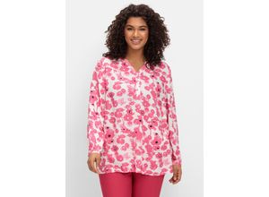 4063137032180 - Große Größen Tunika mit floralem Alloverprint magenta gemustert Gr56