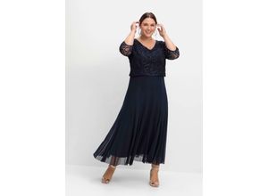 4063137032340 - Große Größen Abendkleid aus Mesh mit Zierborten tiefblau Gr40