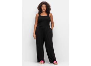 4063137033613 - Große Größen Jumpsuit mit Smok-Oberteil und weitem Bein schwarz Gr40